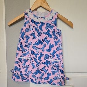 Lilly Pulitzer Pink and Blue Kids Animal Print Top
